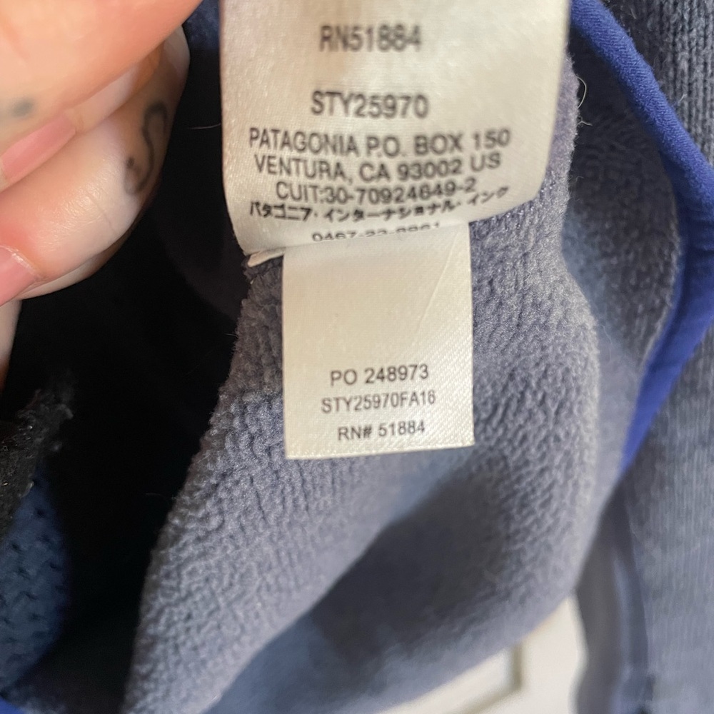 Patagonia Blue Periwinkle and Yellow Ski Jacket Performance Thumb Hole Cute NWOT - Picture 13 of 13